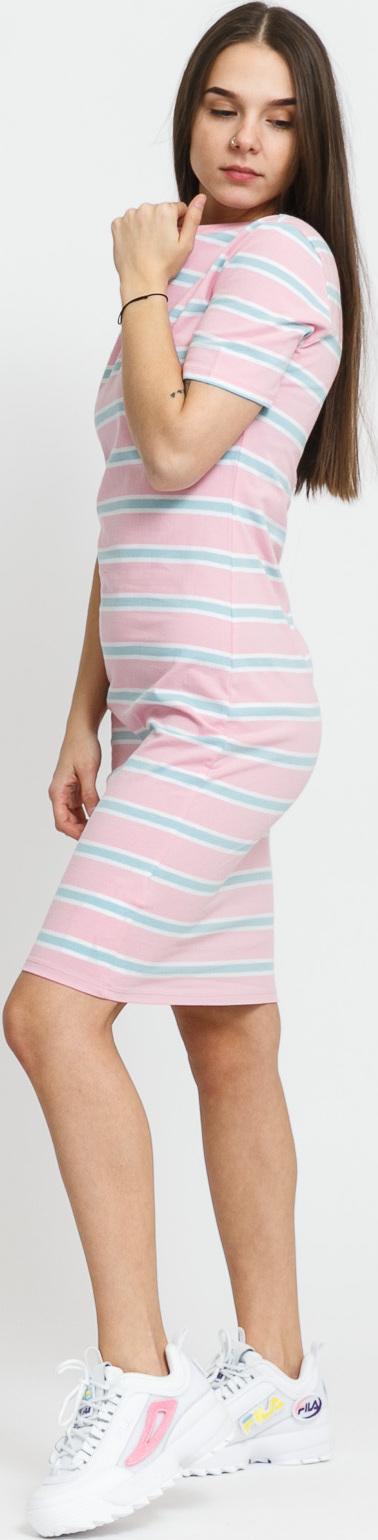 Urban Classics Ladies Stretch tripe Dress růžové / světle modré / bílé
