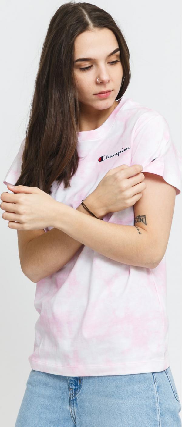 Champion Crewneck Tee růžové / bílé