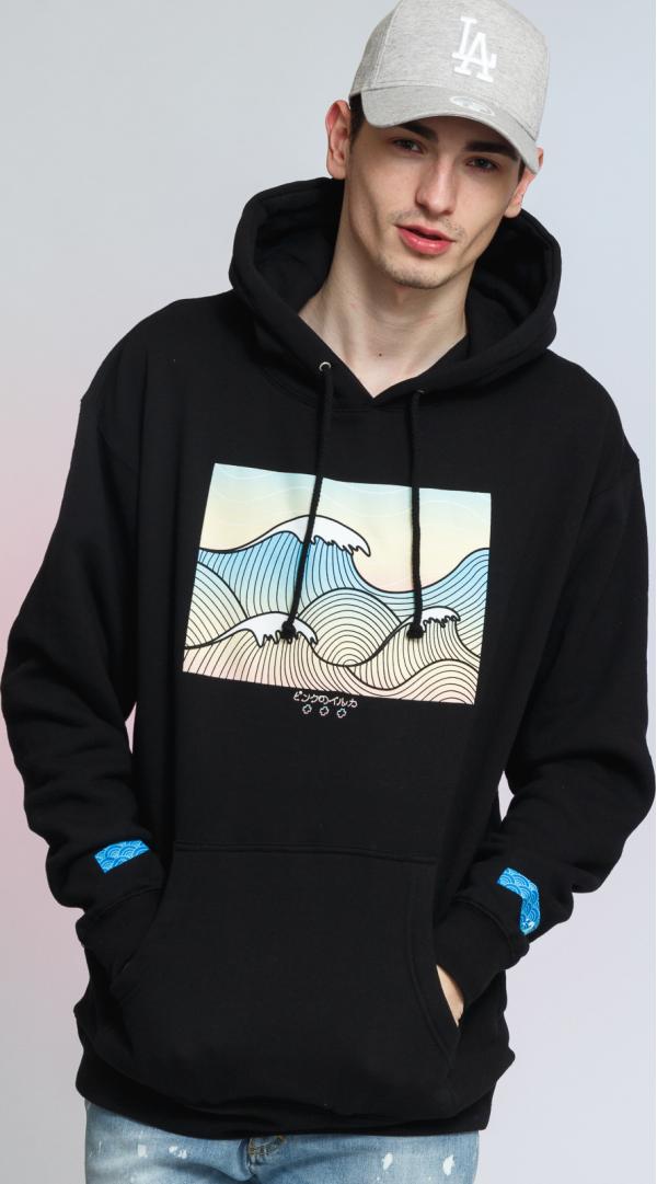 Pink Dolphin Tsunami Hoodie černá