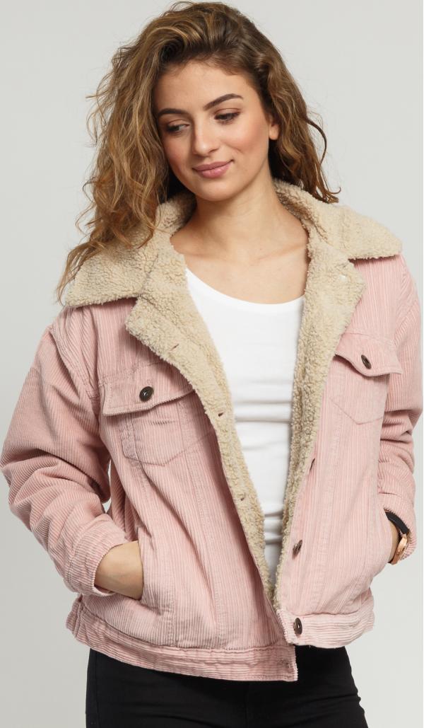 Urban Classics adies Oversize Sherpa Corduroy Jacket růžová