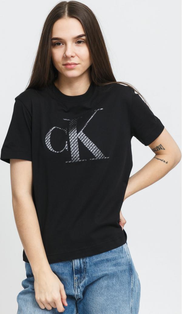 CALVIN KEIN JEANS W Satin Bonded Filled Tee černé