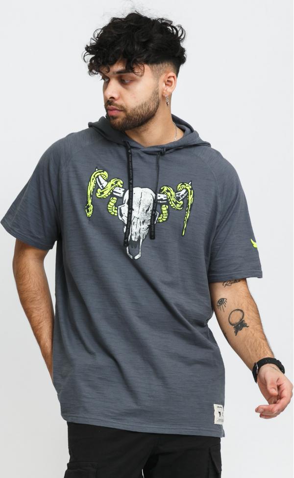 Under Armour Project Rock CC Short Sleeve Hooded Tee tmavě šedé
