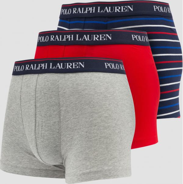 Polo Ralph auren 3Pack Stretch Cotton Classic Trunks melange šedé / červené / navy / bílé