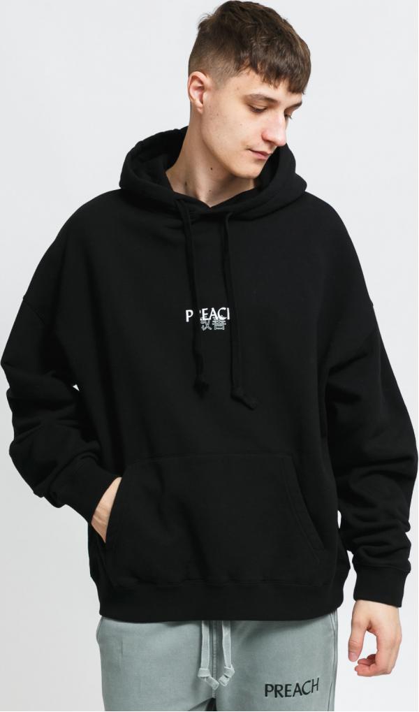 PREACH Oversized Japanese ogo Hoody černá