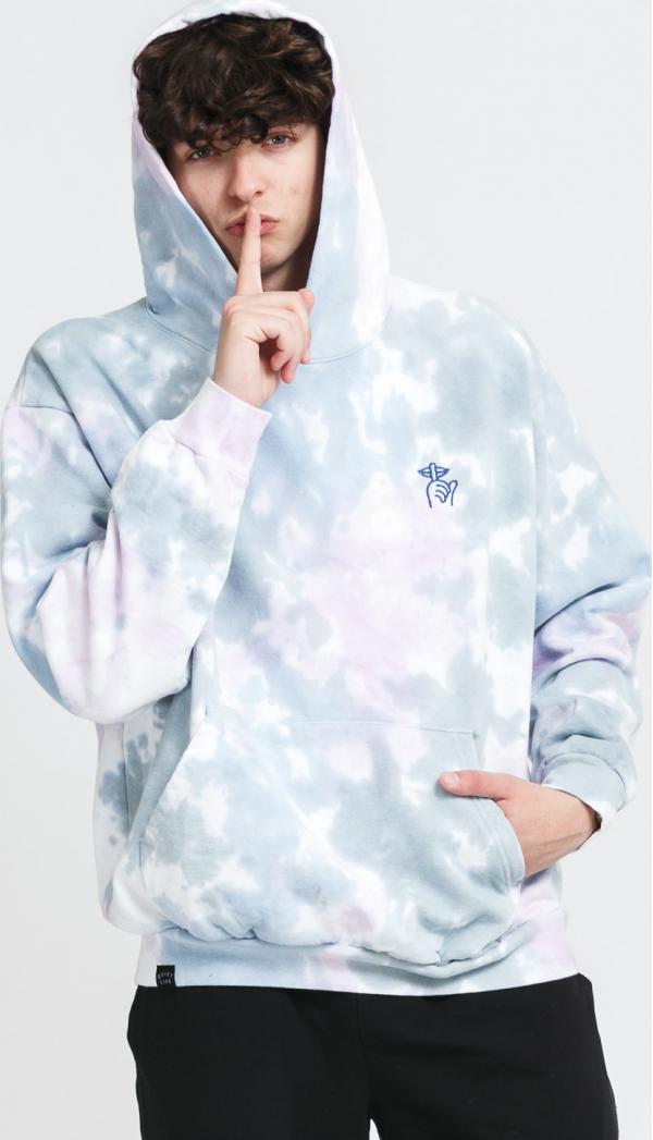 The Quiet Life Shhh Tie Dyed Fleece Hoodie modrá / bílá / fialová