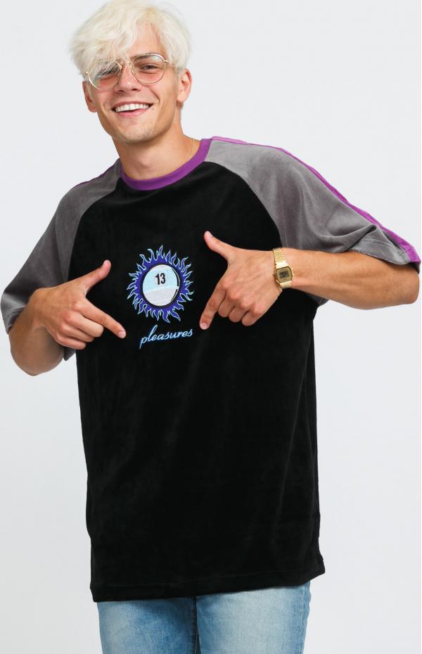 PEASURES Grime Velour Shirt černé / šedé / fialové
