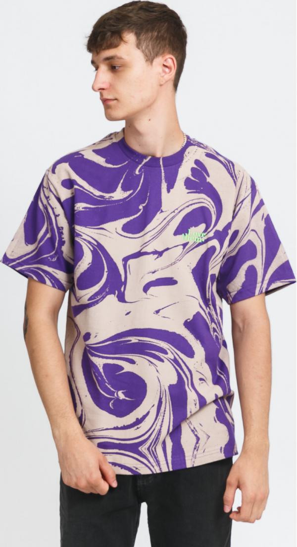 OVE THEM Mens Tee Oil Patern fialové / béžové