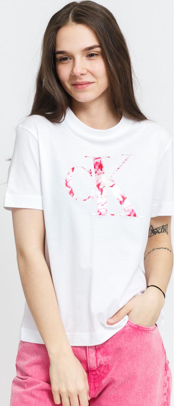 CALVIN KEIN JEANS W atin Bonded Filled Tee bílé