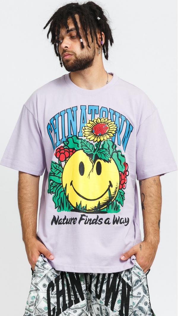 Chinatown Market Smiley Planter T-Shirt fialové