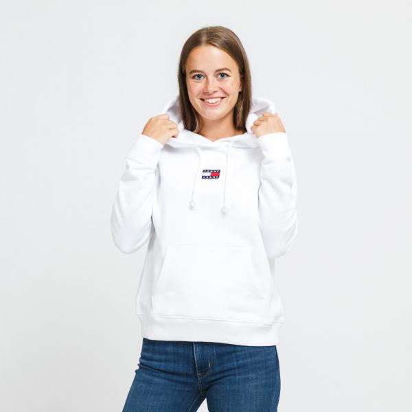 TOMY JEAN W Tommy Center Badge Hoodie bílá