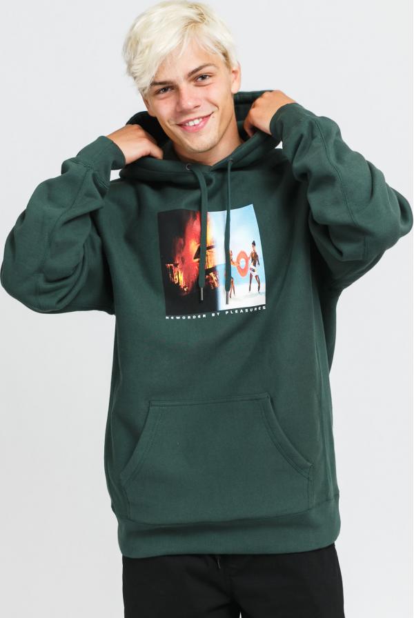 PLEASURES Republic Premium Hoody tmavě zelená