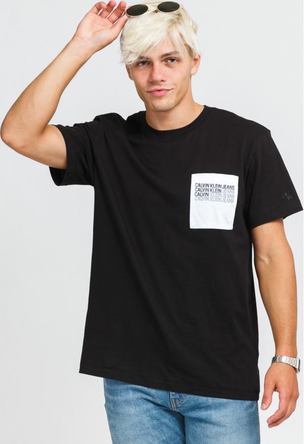 CALVIN KLEIN JEANS M Repeat Shadow ogo Pocket Tee černé