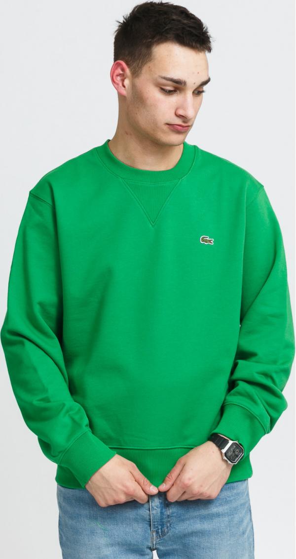 ACOSTE Crew Neck Organic Cotton Fleece Sweatshirt zelená