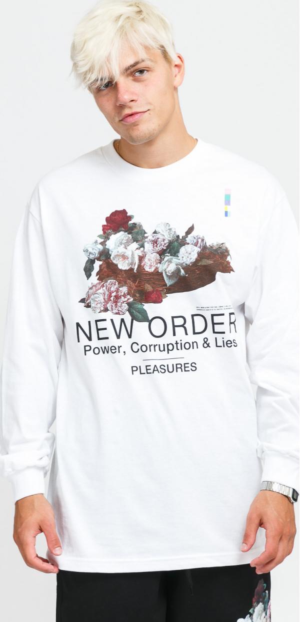 PLEASURES Power ong Sleeve Tee bílé