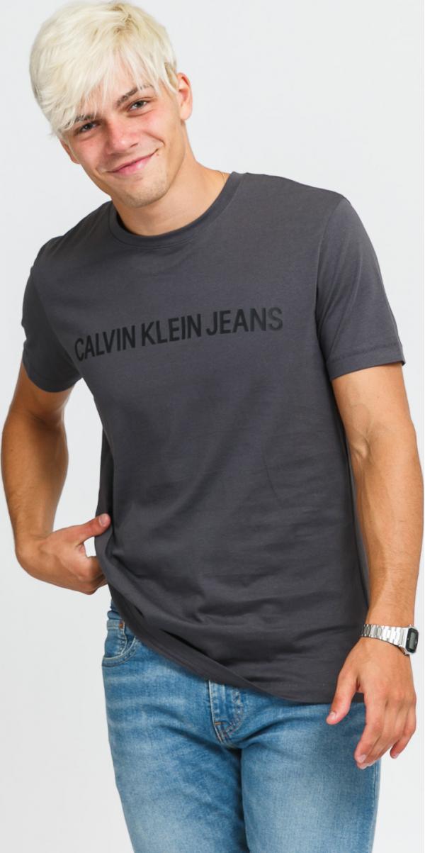 CALVIN KLEIN JEANS M Institutional ogo Tee tmavě šedé