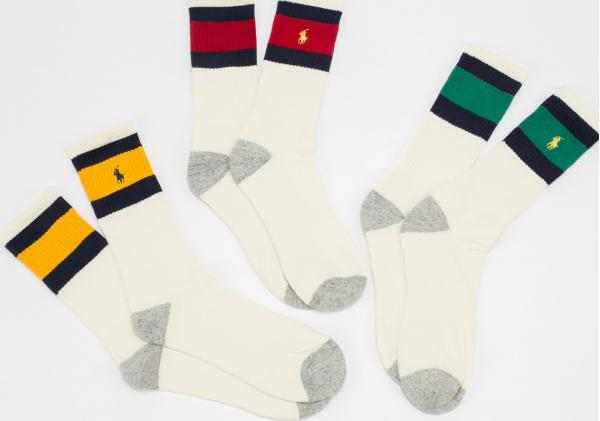 Polo Ralph Lauren 3Pack Classic Sport Socks krémové / vínové / žluté / zelené