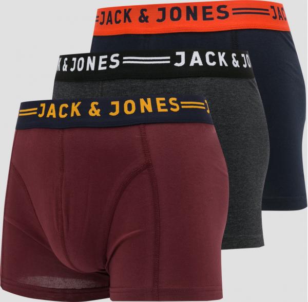 Jack & Jones Jaclichfield Trunks 3Pack vínové / navy / melange šedé