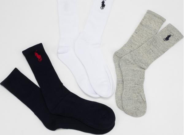 Polo Ralph Lauren 3Pack Classic Sport Socks navy / bílé / melange šedé