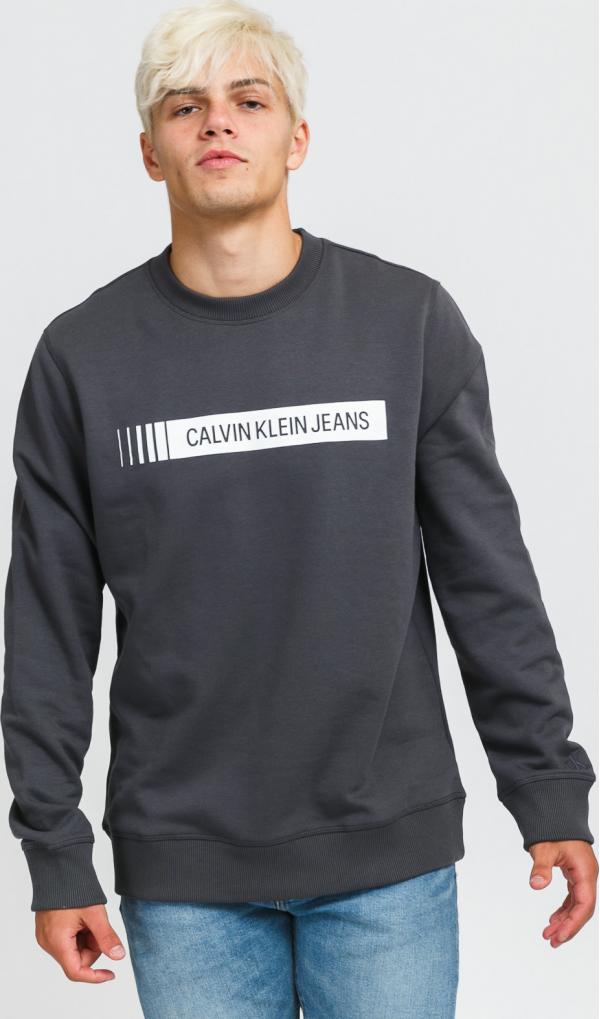CALVIN KLEIN JEANS M Institutional ogo Crew tmavě šedá