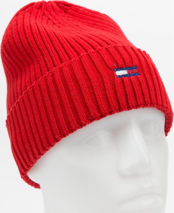 TOMMY JEANS TJW Ess Flag Beanie červený