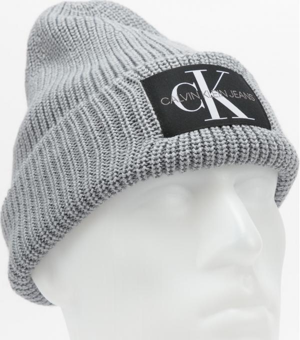 CALVIN KLEIN JEANS Monogram Beanie šedý