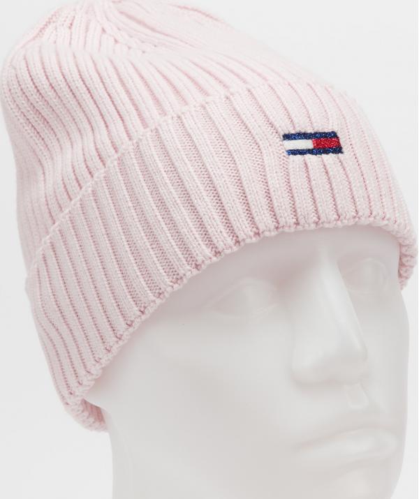 TOMMY JEANS TJW Ess Flag Beanie světle růžový
