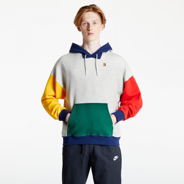 NikeCourt M Fleece Tennis Hoodie Grey Heather/ Gorge Green