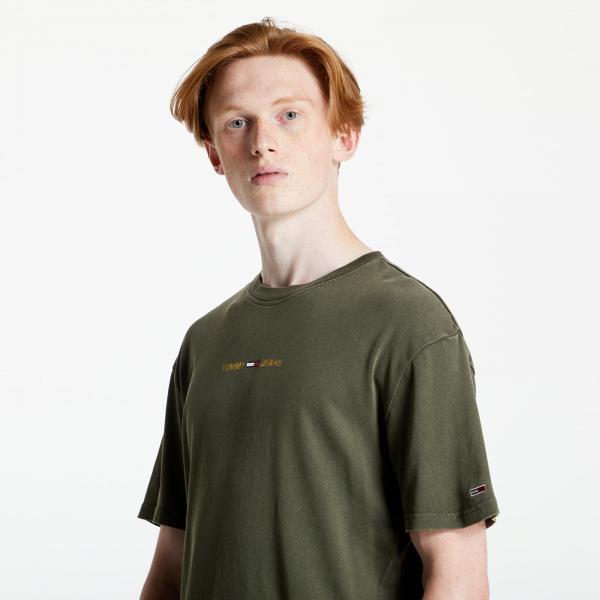 Tommy Jeans Metallic Linear Logo Tee Dark Olive