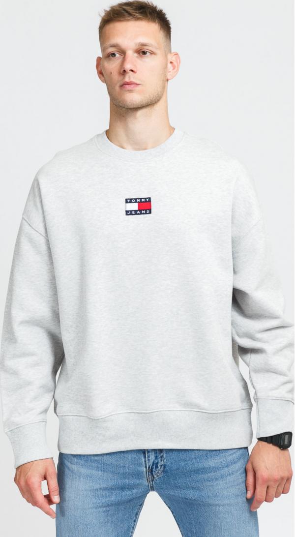 TOMMY JEANS Tommy Badge Crew melange šedá