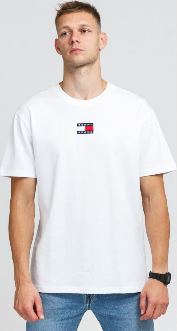 TOMY JEANS Tommy Badge Tee bílé