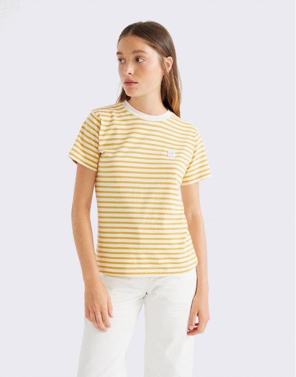 Thinking MU Mustard Stripes T-Shirt MUSTARD XS
