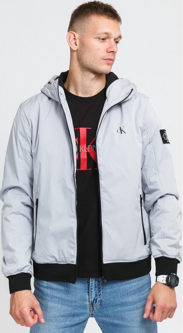 CALVIN KEIN JEANS Hooded Padded Jacket šedá