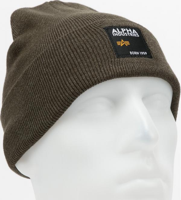 Alpha Industries Label Beanie tmavě olivový