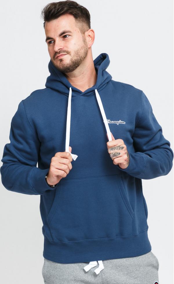 Champion Organic Cotton Left Chest ogo Hooded Sweatshirt tmavě modrá