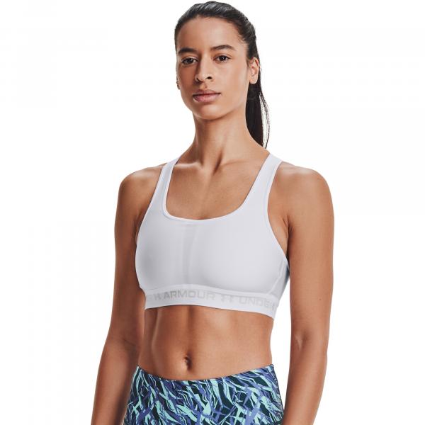 Podprsenka Under Armour W Crossback Mid Bra White/ Halo Gray XS