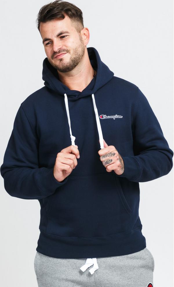 Champion Organic Cotton Left Chest ogo Hooded Sweatshirt navy
