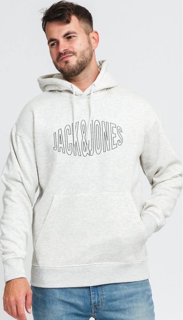 Jack & Jones Jorworld O Sweat Hood melange světle šedá
