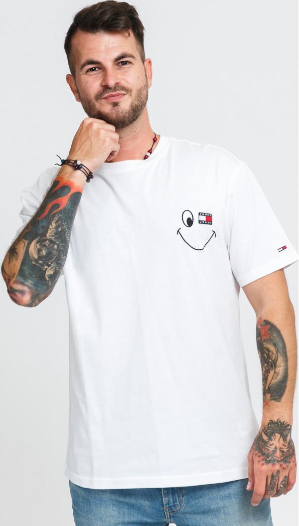 TOMMY JEANS Smiley Badge Graphic Tee bílé