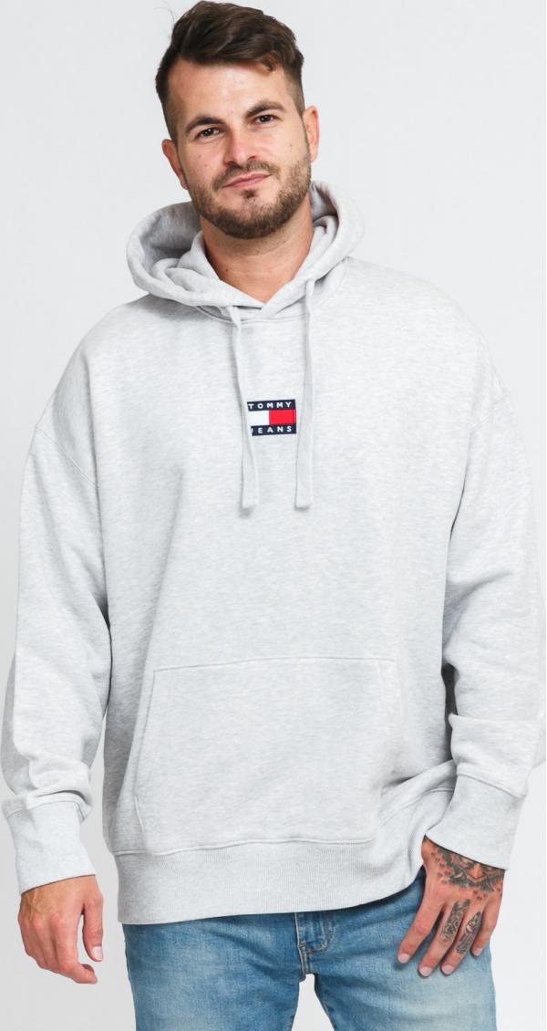 TOMMY JEANS M Tommy Badge Hoody melange šedá
