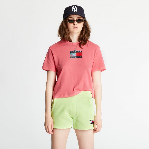 Tommy Jeans Crop Metallic Flag Tee Pink