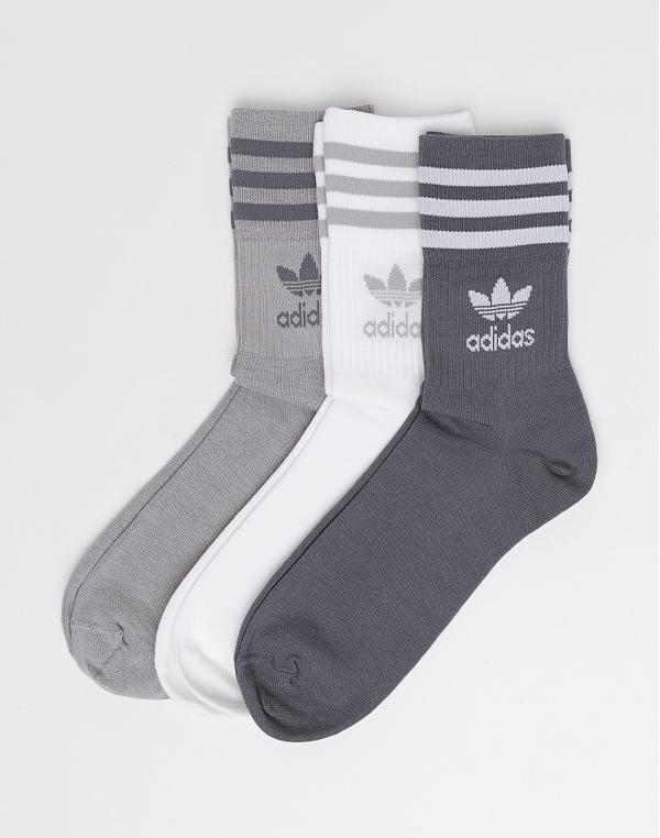 adidas Originals Mid Cut Crew Socks 3 Pairs MGSOGR/GREFIV XS