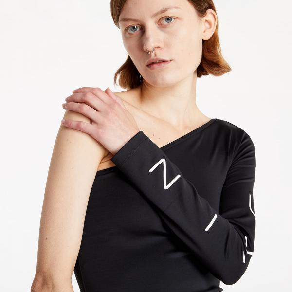 Nike Sportswear W Asymmetrical Long-Sleeve Top Black/ White