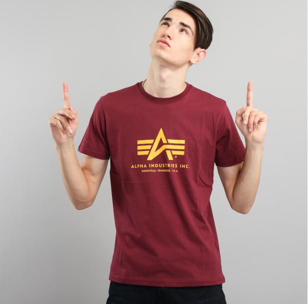Alpha Industries Basic Tee vínové / žluté