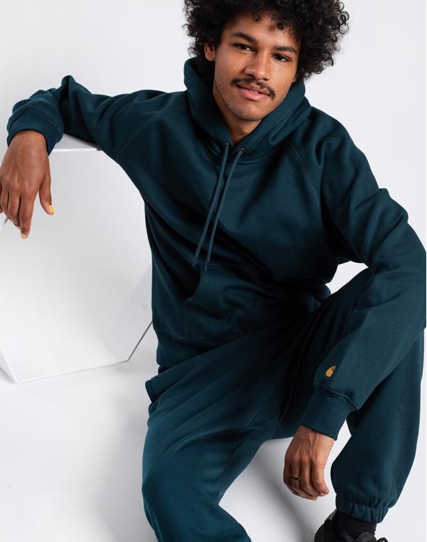 Carhartt WIP Hooded Chase Sweat Frasier / Gold L