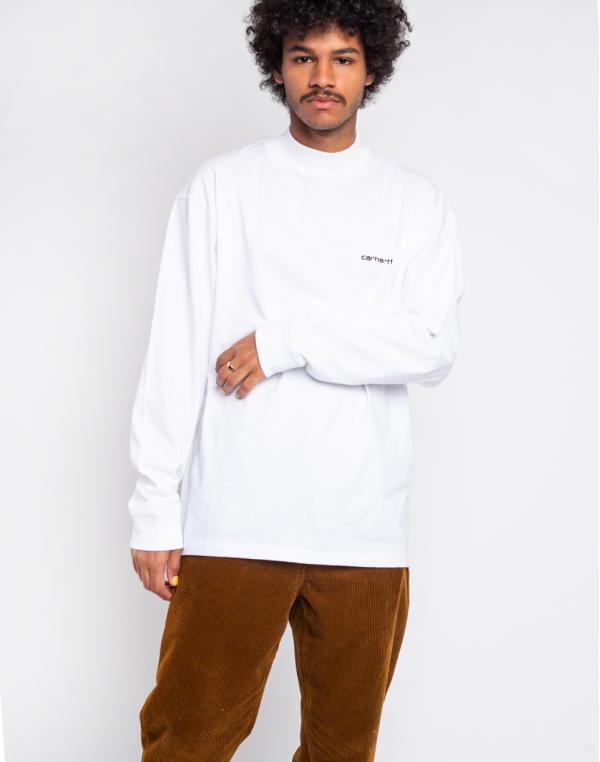 Carhartt WIP L/S Mockneck Script Embro T-S White / Black L