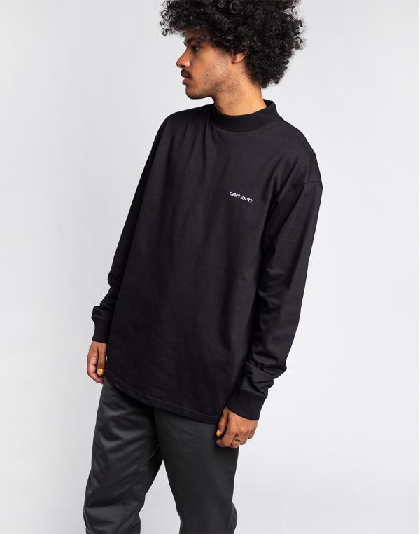 Carhartt WIP L/S Mockneck Script Embro T-S Black / White L