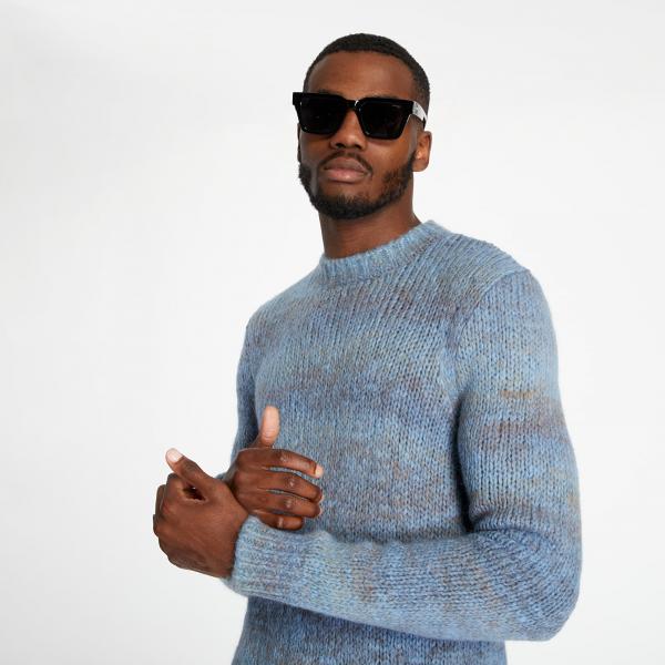 A.P.C. Rudy Chunky Crew Knit Sweatshirt Blue