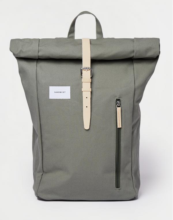 Batoh Sandqvist Dante Dusty Green with natural leather 18 l