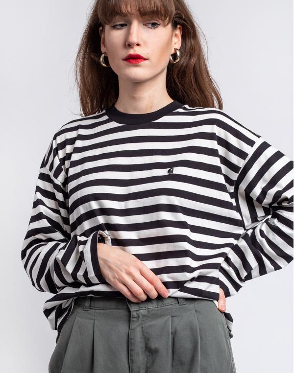 Carhartt WIP W' L/S Scotty T-Shirt Scotty Stripe, Black / Wax L