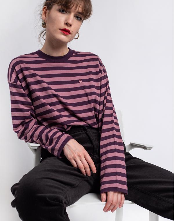Carhartt WIP W' L/S Scotty T-Shirt Scotty Stripe, Malaga / Dark Iris L